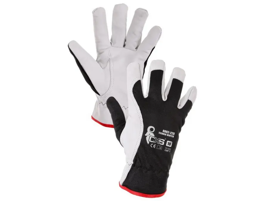 Rukavice TECHNIK WINTER, zimní, kombinované, černo-bílé, vel. 8